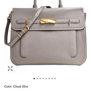 Gray and Gold Structured Shoulder Bag with Adjustable Strap